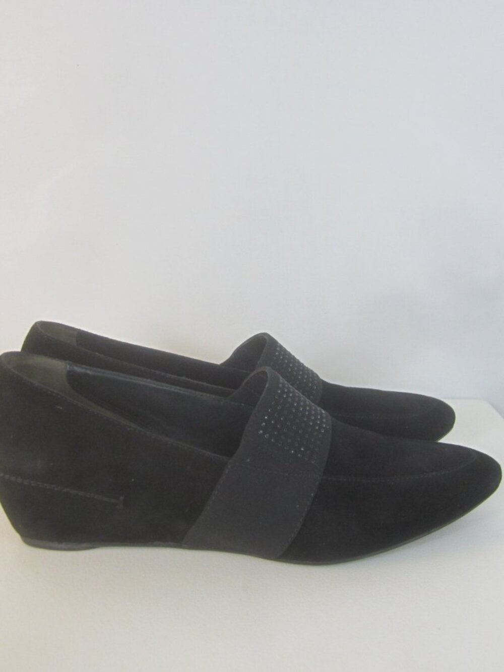 Paul Green Women 9.5 Black Suede Wedge Pumps Slip On Loafers Sparkle Austria - Picture 7 of 14